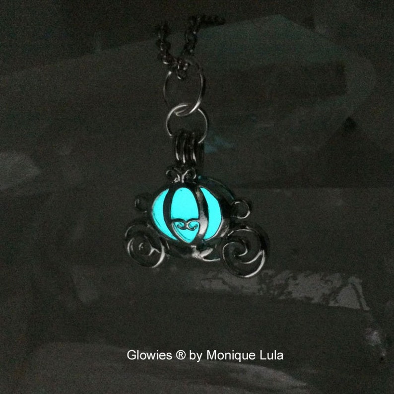 Cinderella Pumpkin Carriage Glow Locket Princess Necklace image 2