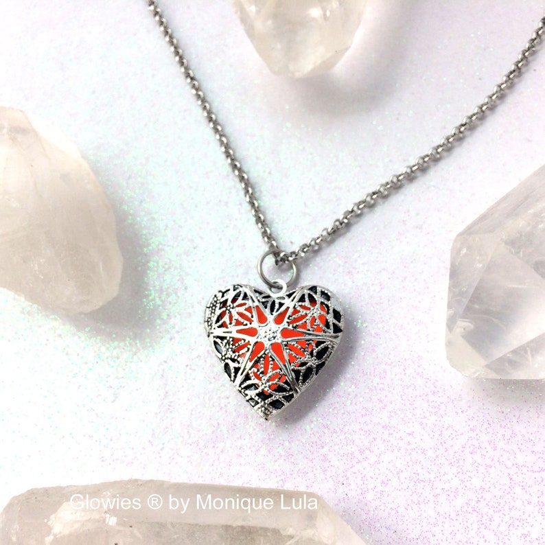 Orange Tangerine Mystic Heart Glow Locket image 4