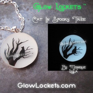 Cat in Spooky Tree Glow in the dark Pendant The original Glowies