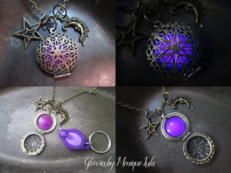 Moon and Stars Violet Mystic Glow Locket image 2