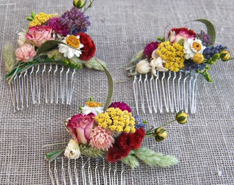 Custom Dried Flower Comb for Brides, Bridesmaids, Flower Girls, Flower Fairies and those that love to wear Flowers in their hair