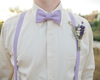 Wildflower Wedding Boutonniere or Corsage of Lavender Wheat Grasses Grains and Dried Flowers