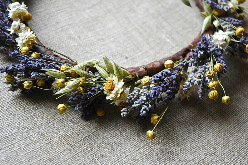 Lavender and Daisies Bridal Flower Crown Dried Lavender and Dried Flowers for Brides, Bridesmaids, Flowergirls image 4