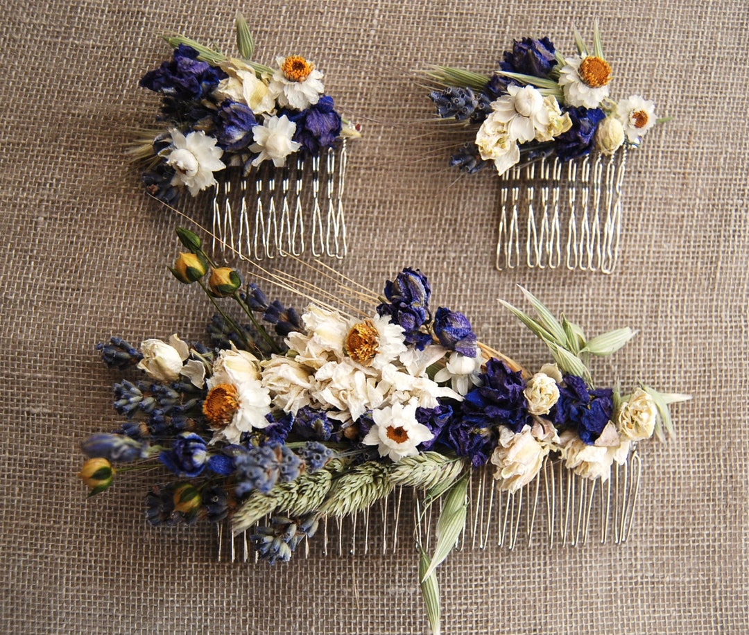 Custom Dried Flower Comb Wildflowers Grasses Daisies Rice Oats Dried