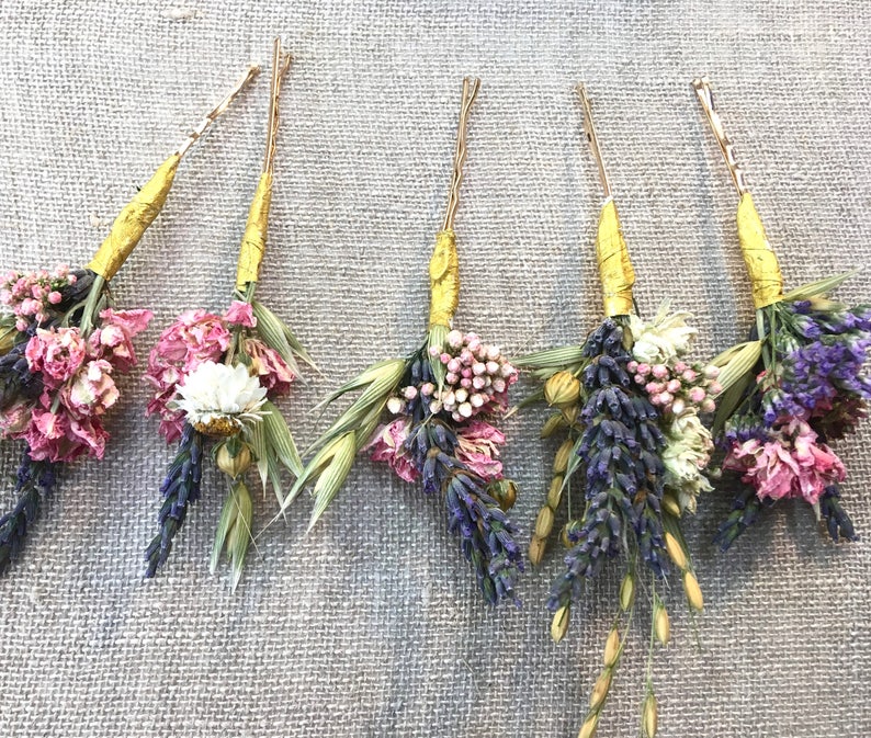 Dried Flower Hair Pins for Brides Bridesmaids Flower Girls Etsy