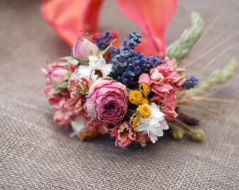 Warm Summer Coral Pink Lavender Wrist Corsage Flower Bracelet  for Bridesmaids Flower Girls Lavender Lovers Roses Wedding Flowers