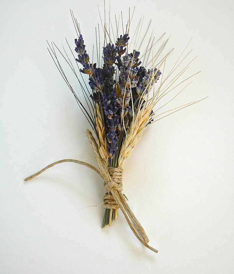 Custom Lavender  and Wheat Boutonnieres, Pin On Corsage or Wrist Corsage 