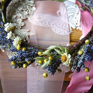 Lavender and Daisies Bridal Flower Crown Dried Lavender and Dried Flowers for Brides, Bridesmaids, Flowergirls image 5