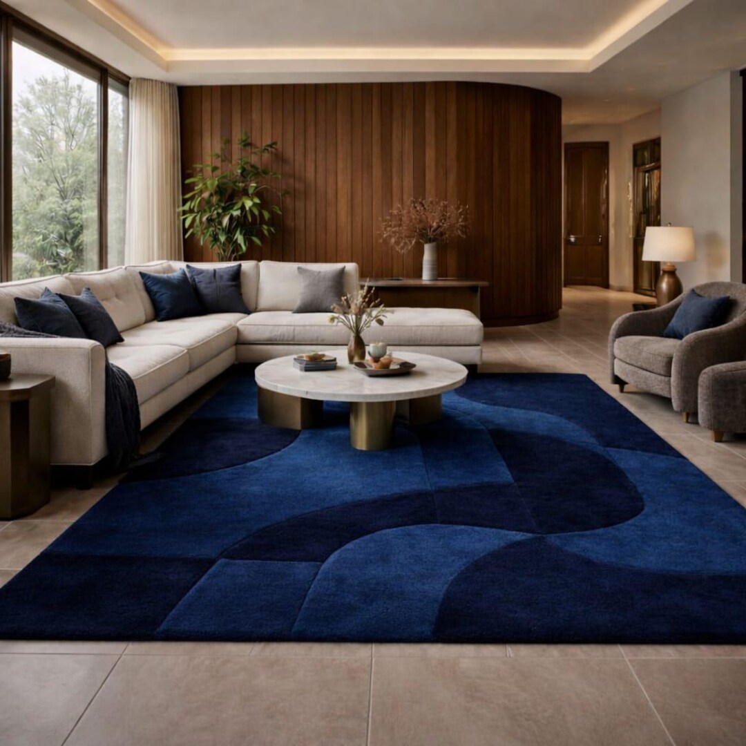 Luxury Modern Blue Abstract Area Rug – Handcrafted Contemporary Carpet ...