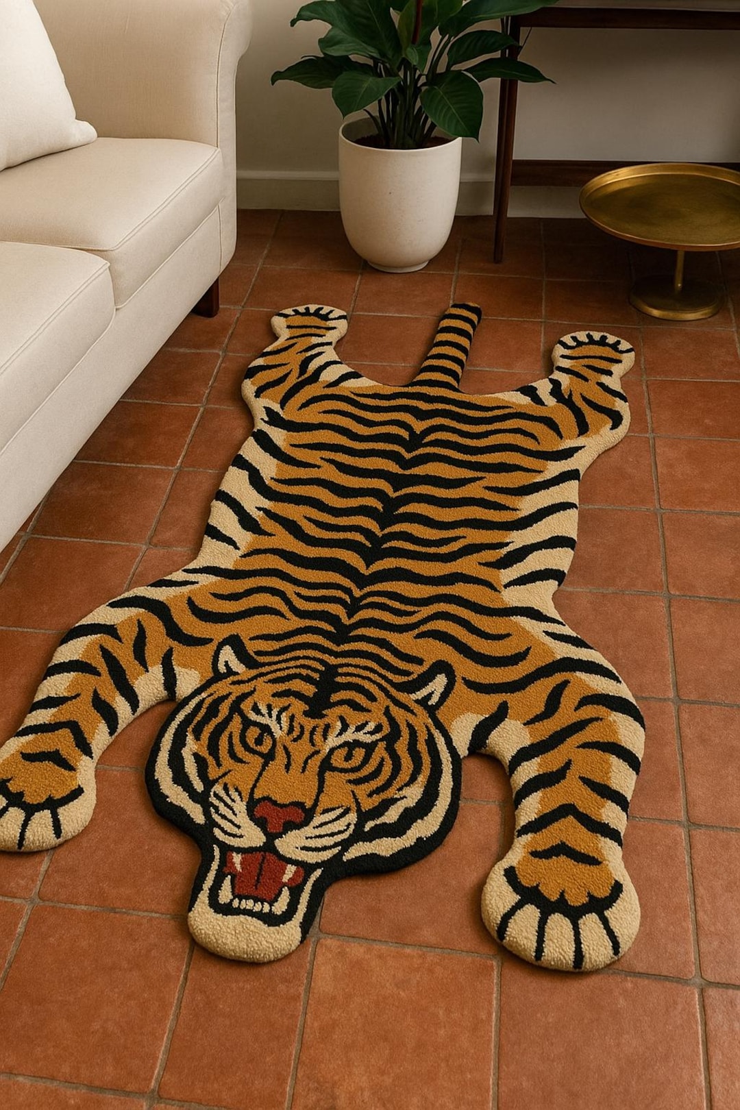 Tiger Shape Rug Tiger-shaped Rug – Bold Animal Print Floor Decor, Handcrafted Statement ...