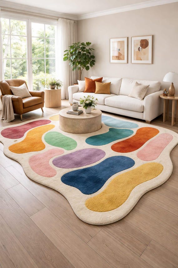 Handgemachter Tufted Abstrakter Teppich 200x300 Modernes Wohnzimmer Schlafzimmer Teppich Bunt Weich Dekor