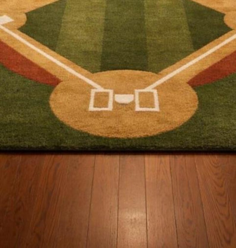 Baseball Field Area Rug – Sports Themed Green Living Room, Bedroom ...