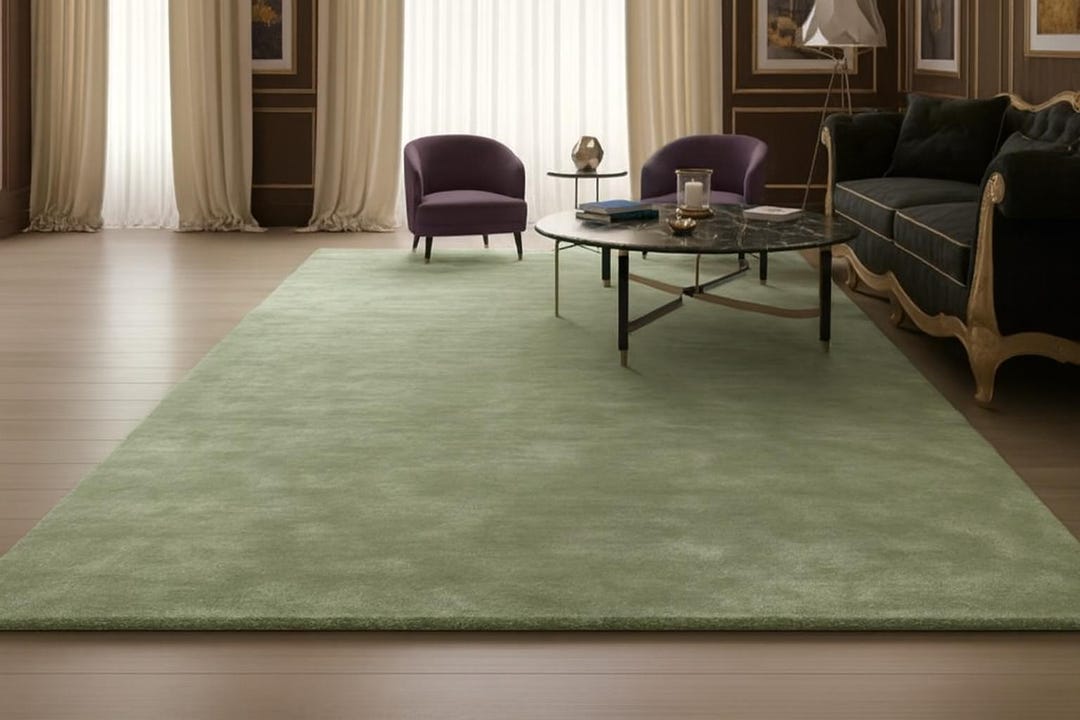 Solid Green Rug Handmade Tufted Solid Sage Green Area Rug – Plain Carpet for Living ...