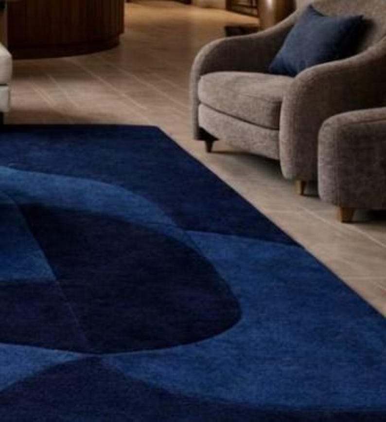 Luxury Modern Blue Abstract Area Rug – Handcrafted Contemporary Carpet ...