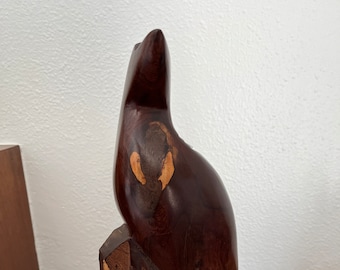 Vintage carved wood seal MCM