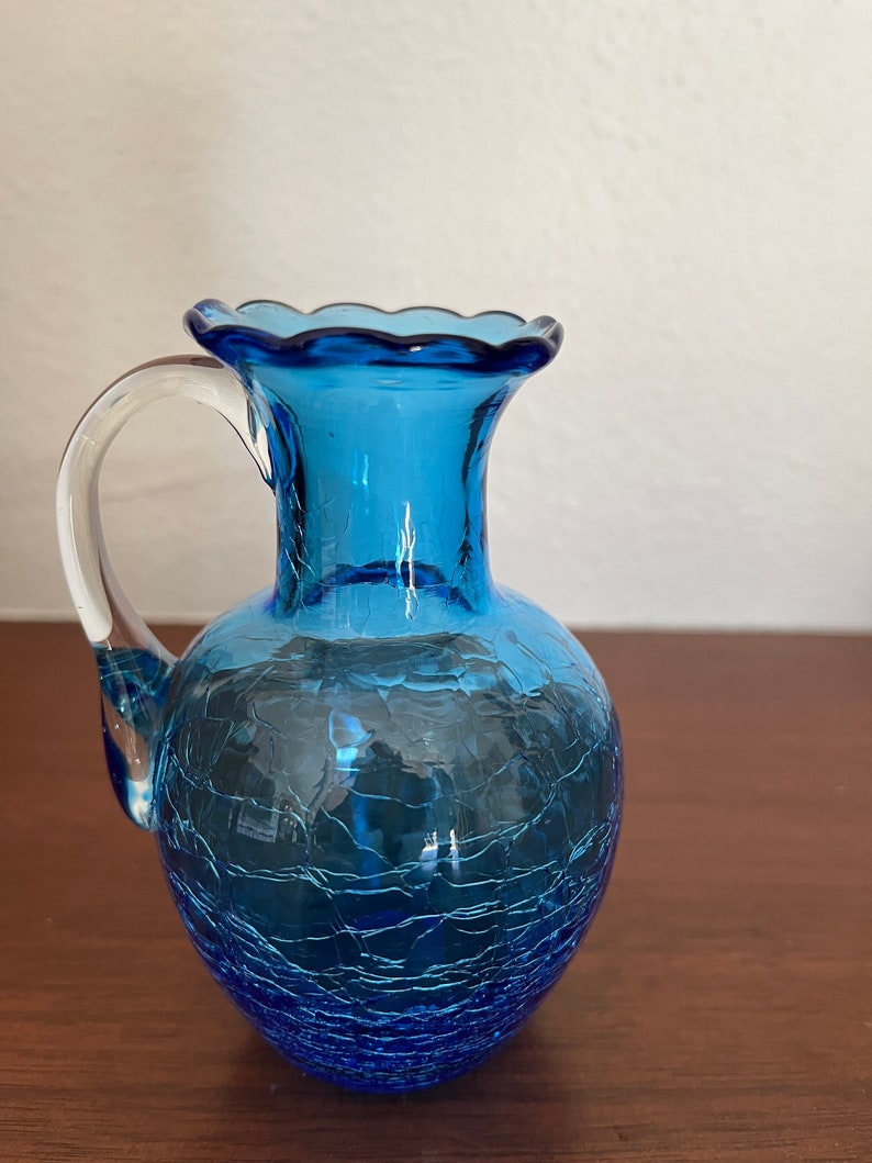 Small blue crackle vase image 2