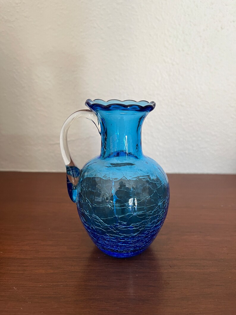 Small blue crackle vase image 1
