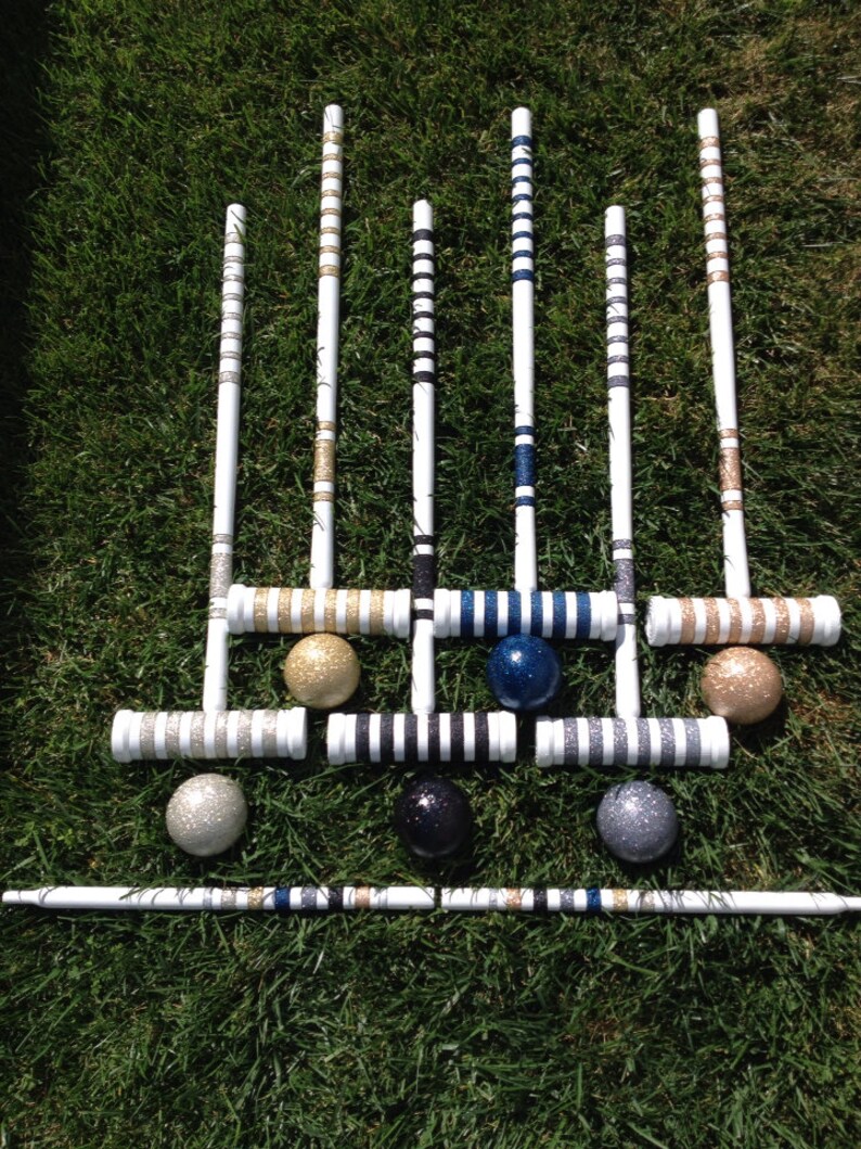 Custom Glittered Vintage Croquet Set Etsy