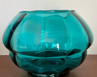 Teal blown glass vase