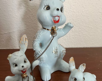Vintage California Creations By Bradley Chained Bunny Family