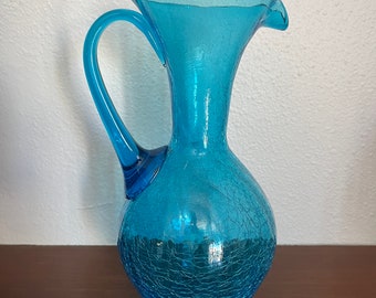 Vintage blue crackle pitcher