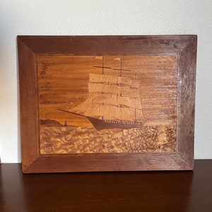 Ship Inlay Vintage Ship, Wood Inlay Wall Art - Etsy