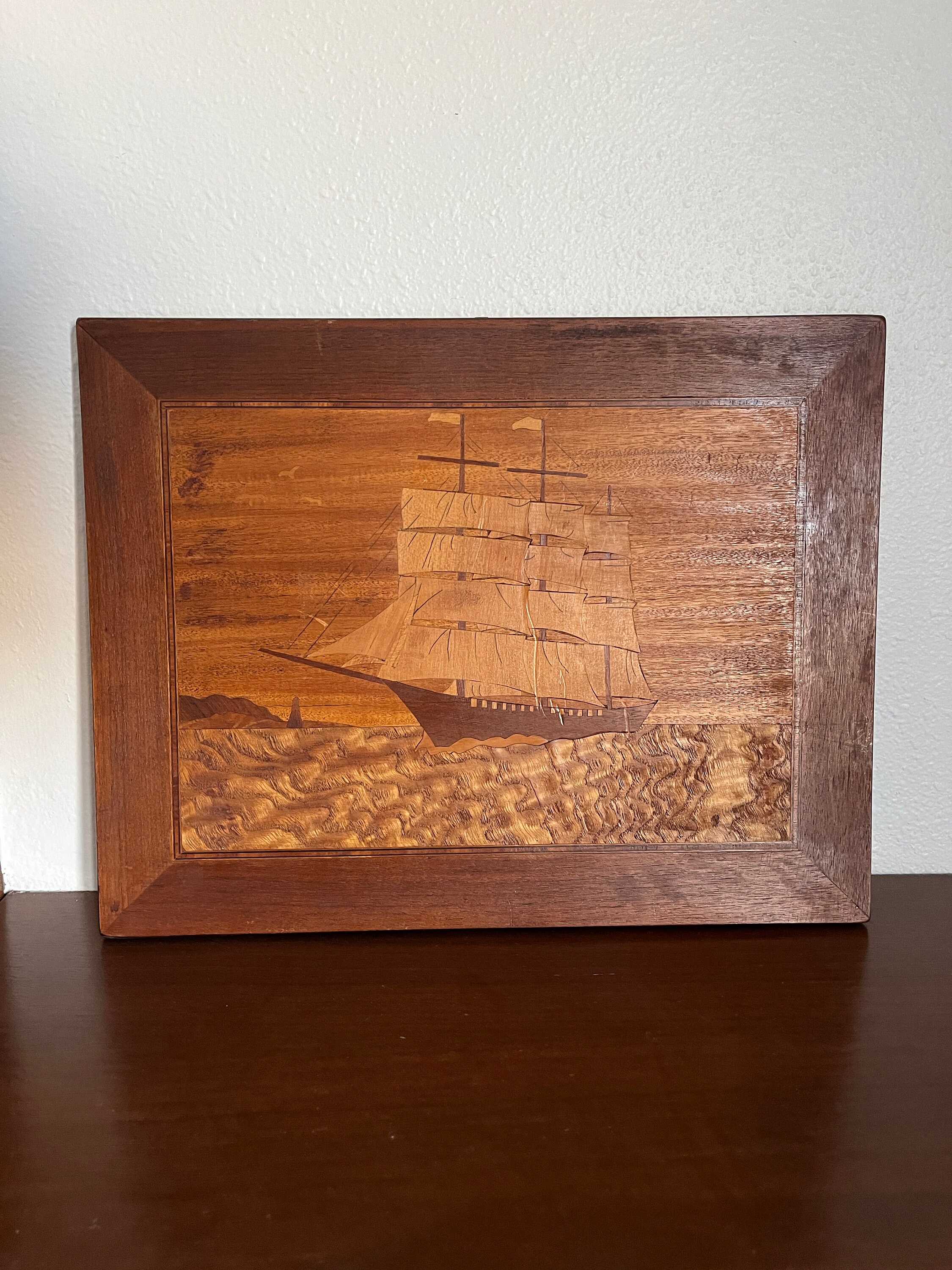 Ship Inlay Vintage Ship, Wood Inlay Wall Art - Etsy