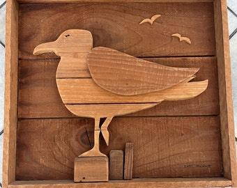 Vintage seagull rustic art