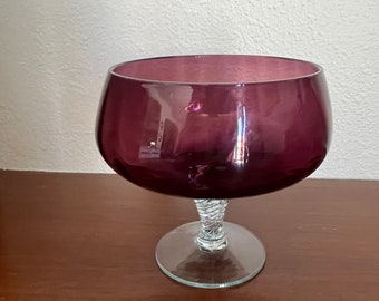 Amethyst optic footed bowl compote