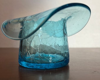 Vintage, a light blue crackle hat glass