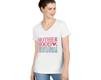 Motherhood V-Neck T-Shirt | Funny Mom Shirt, Gift for New Moms, Mother's Day Tees, Casual Family Wear, Mom Life Apparel
