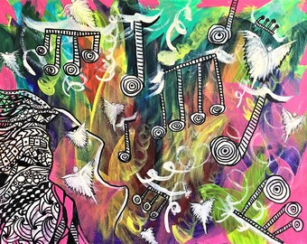 Award-Winning Abstract Angel Music Painting | Panis Angelicus Opera Art | Vibrant Original