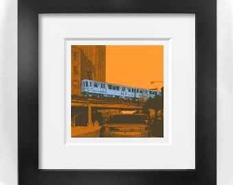 Blue line archival print with 8x8 mat