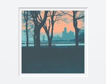 Lakefront II v1--archival print with square mat