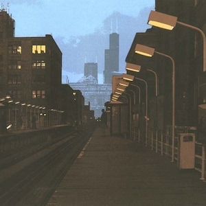 6pmChicago Avenue Station archival print 7x10 with 11x14 mat image 1