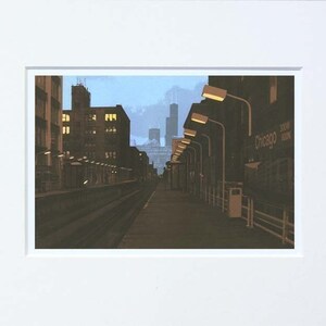 6pmChicago Avenue Station archival print 7x10 with 11x14 mat image 2