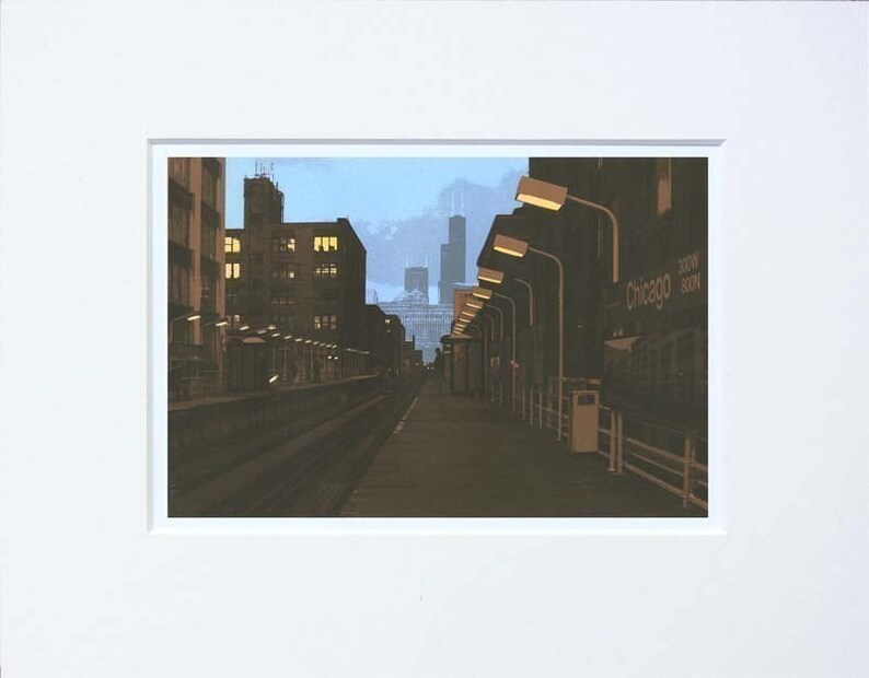 6pmChicago Avenue Station archival print 7x10 with 11x14 mat image 2