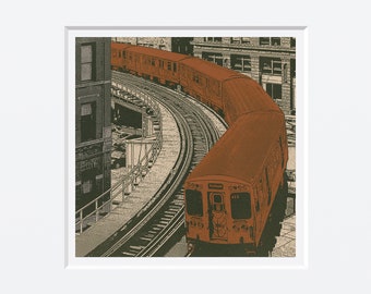 Brown Line--archival print with square mat