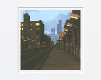 6pm (Chicago and Franklin)--archival print with square mat