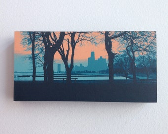 Lakefront II v1--12x6 archival print mounted on precision crafted wood panel