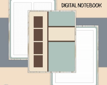 Portrait Digital Notebook // Letter-sized // Grid Blank Lined // Goodnotes // NBS03-P