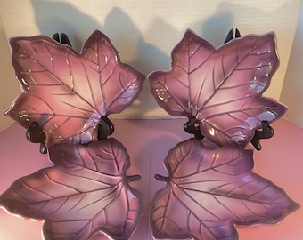 4 Avon Purple Leaf lunch/dessert plates. Flawless, beautiful for Easter or Spring. These lean more deep lavender then photos show. 8x7.5x1