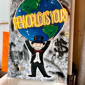 Neon sign, Monopoly art, The world is yours, Neon art, Light sign, Money pop art, Pop art neon sign