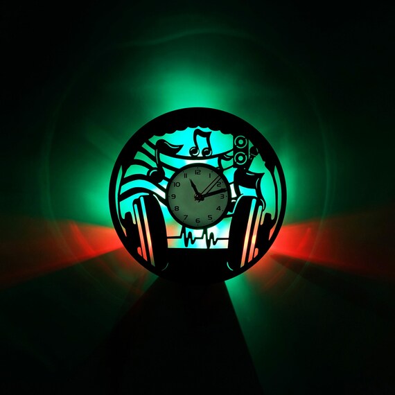 Orologio da parete in vinile LED con luci, regalo per gli amanti