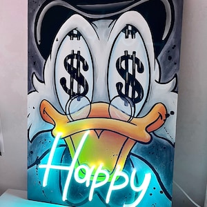 Dollar neon sign, Scrooge mcduck art, Rich, Dollar neon art, light sign, Money pop art, Pop art neon sign