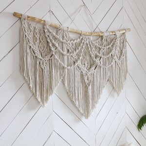 Over bed decor macrame wall hanging bedroom tapestry neutral home décor over bed art textile fiber art new home gift