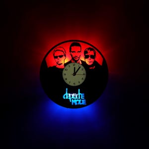 Depeche Mode vinyl clock, Rock music vinyl record wall clock with bright LED lights, Gift for music lovers, Music room decoration, Wall art