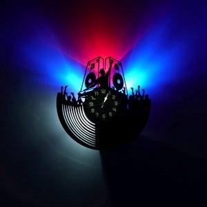 The Dj wall clock, Unique vinyl record clock with bright LED lights, Original wall decor, Gift Ideas for music lovers, musicians, artists