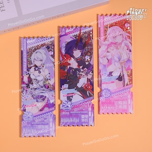 Honkai Impact 3rd Shaker Ticket, Honkai Figurines Kiana, Raiden Mei, Elysia, Honkai Impact Liquid Standee
