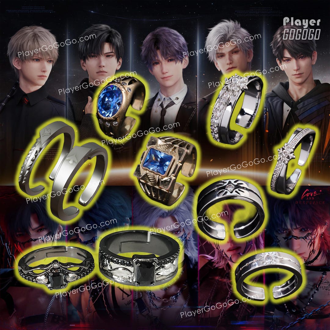 Love and Deepspace Couple Ring Set Caleb, Sylus, Xavier, Rafayel